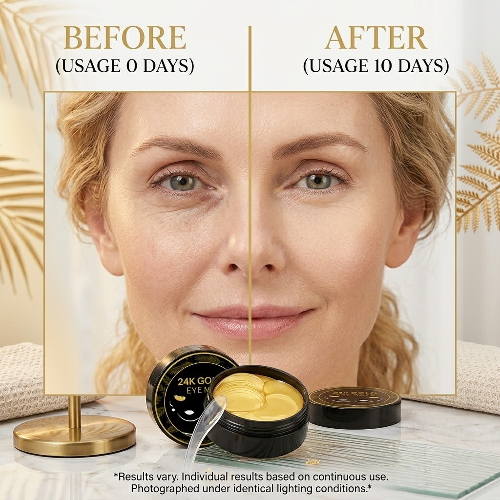 Virotenacosh Advanced 24K Gold Eye Patches - Rapid Dark Circle Removal & Puffiness Relief - Collagen Boosting Under Eye Treatment