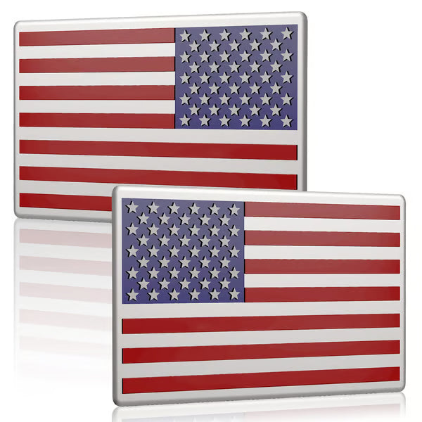 Javvycoffee® 3D American Flag Emblem Decal - Aluminum Alloy Material (Not Plastic)
